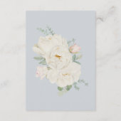 水彩白い花、淡いパスターブルー エンクロージャーカード (裏面)