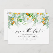 水彩白い蘭とクンクアッツデートを保存 案内ポストカード (正面/裏面)