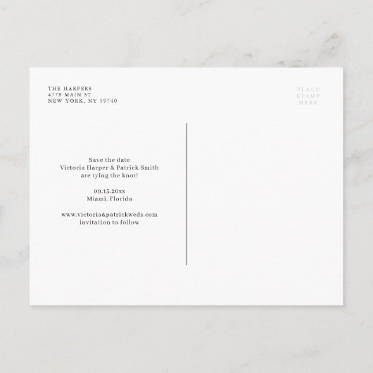 水彩白い蘭とクンクアッツデートを保存 案内ポストカード (裏面)