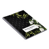 水彩白い雪だるまとローレルダマスク ノートブック (右側)