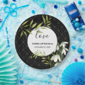 水彩白い雪だるまとローレルダマスク ペーパープレート (パーティー)