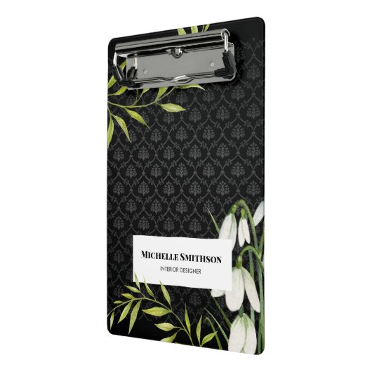 水彩白い雪だるまとローレルダマスク ミニクリップボード (アングル2)