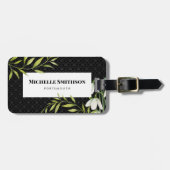 水彩白い雪だるまとローレルダマスク ラゲッジタグ (正面横)