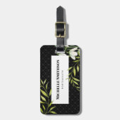 水彩白い雪だるまとローレルダマスク ラゲッジタグ (正面縦)