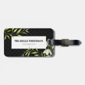 水彩白い雪だるまとローレルダマスク ラゲッジタグ (裏面横)