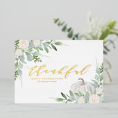 水彩白かぼちゃと緑の感謝祭 箔シーズンカード (立ち正面)