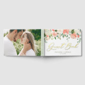 水彩白と桃の花フォトズ結婚ーズ ゲストブック (全面)