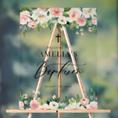 水彩白と赤面フローラガーランドバプテスマ アクリルサイン (ニュートラル)