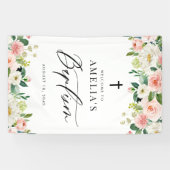 水彩白と赤面フローラガーランドバプテスマ 横断幕 (横)