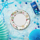 水彩白と金ゴールドマグノリア紙プレート ペーパープレート (パーティー)