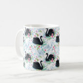 水彩白と黒の白鳥の湖シームレスなパット コーヒーマグカップ (正面左)