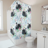 水彩白と黒の白鳥の湖シームレスなパット シャワーカーテン (インサイチュ)