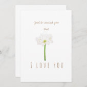 水彩白アマリリス花グリーティングカード 招待状 (正面/裏面)