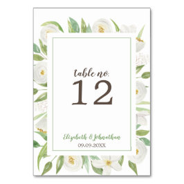 水彩白エレガントフローラ結婚披露宴 テーブルナンバー