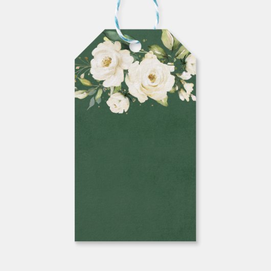 水彩白エレガント薔薇フローラありがとう ギフトタグ (裏面)