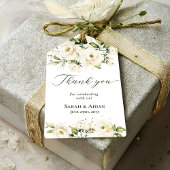 水彩白エレガント薔薇フローラありがとう ギフトタグ