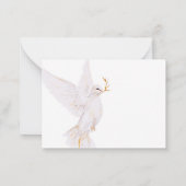 水彩白エレガント鳩メモリアルありがとう ノートカード (裏面)