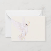 水彩白エレガント鳩メモリアルありがとう ノートカード (裏面)