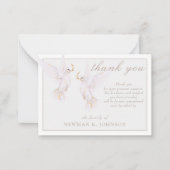 水彩白エレガント鳩メモリアルありがとう ノートカード (正面)