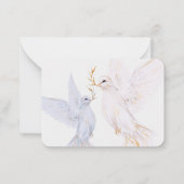 水彩白エレガント鳩メモリアルありがとう ノートカード (裏面)