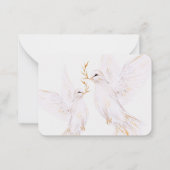 水彩白エレガント鳩メモリアルありがとう ノートカード (裏面)