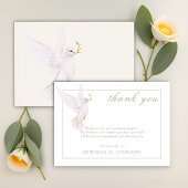 水彩白エレガント鳩メモリアルありがとう ノートカード