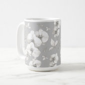 水彩白オーキッドオングレー | コーヒーマグカップ (正面左)