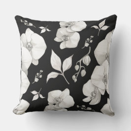 水彩白オーキッドオンブラック | アウトドアクッション