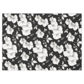水彩白オーキッドオンブラック | テーブルクロス (正面(横))