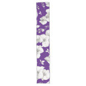 水彩白オーキッドon紫 | ロングテーブルランナー (正面)