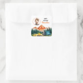 水彩白キャンピングベアキッズフォト誕生日 スクエアシール (バッグ)