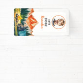 水彩白キャンピングベアキッズフォト誕生日 横断幕 (インサイチュ)