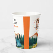 水彩白キャンピングベアキッズフォト誕生日 紙コップ (左)