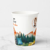 水彩白キャンピングベアキッズフォト誕生日 紙コップ (右)