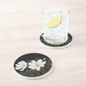 水彩白コスモス花ボタニカル絵を描ズ コースター (側面)