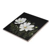 水彩白コスモス花ボタニカル絵を描ズ タイル (側面)