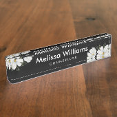 水彩白コスモス花ボタニカル絵を描ズ デスクネームプレート (側面)