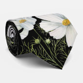 水彩白コスモス花ボタニカル絵を描ズ ネクタイ (ロール)