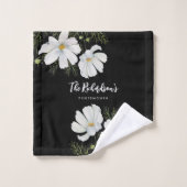 水彩白コスモス花ボタニカル絵を描ズ バスタオルセット (ウォッシュタオル)