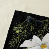 水彩白コスモス花ボタニカル絵を描ズ ビーチタオル (インサイチュ)