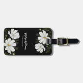水彩白コスモス花ボタニカル絵を描ズ ラゲッジタグ (正面横)