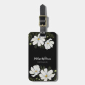 水彩白コスモス花ボタニカル絵を描ズ ラゲッジタグ (正面縦)