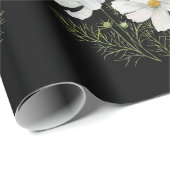 水彩白コスモス花ボタニカル絵を描ズ ラッピングペーパー (ロールコーナー)