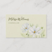 水彩白コスモス花ボタニカル絵を描ズ 名刺 (正面)