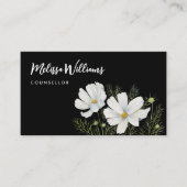 水彩白コスモス花ボタニカル絵を描ズ 名刺 (正面)