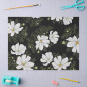 水彩白コスモス花ボタニカル絵を描ズ 薄葉紙 (クラフト)
