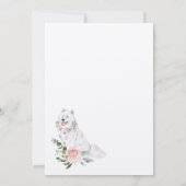 水彩白サモエードドッグ&フローラピンクローズ 招待状 (裏面)