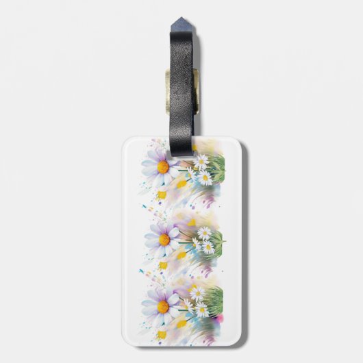 水彩白デイジー色彩の鮮やか花引用文 ラゲッジタグ (裏面縦)