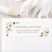 水彩白バラとアジサイの花束 ラベル (インサイチュ)