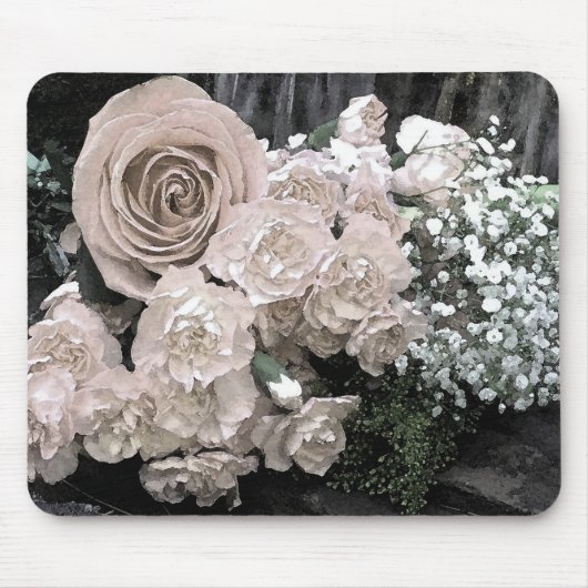 水彩白バラのカーネーション赤ちゃんの息 マウスパッド (正面)